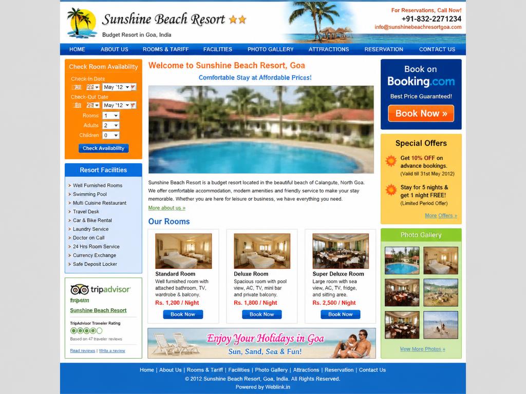 Beachfront resort · 34 rooms — current resort website, before redesign