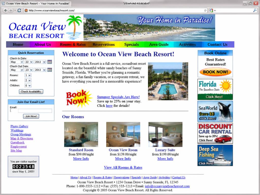 Ocean view resort · 52 rooms — current resort website, before redesign